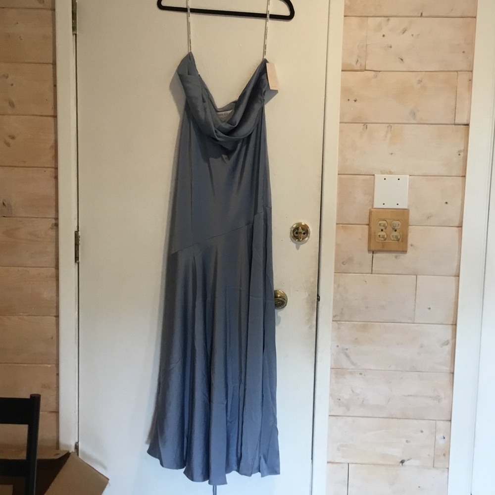 Birdy Grey Slate Blue Cowl Neck Maxi Dress